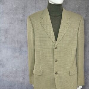 JACK VICTOR Montreal‎ Mens Virgin Wool Grid Tweed Sport Coat Blazer Tan Size 46R